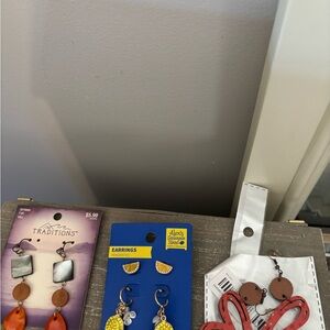 NWT 3 pair of colorful fashion earrings to add pop to any outfit